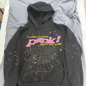 Spider hoodie black and pink